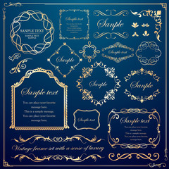 高級感のあるフレームデザイン、カリグラフィー素材、ラグジュアリー、テンプレート、コピースペース