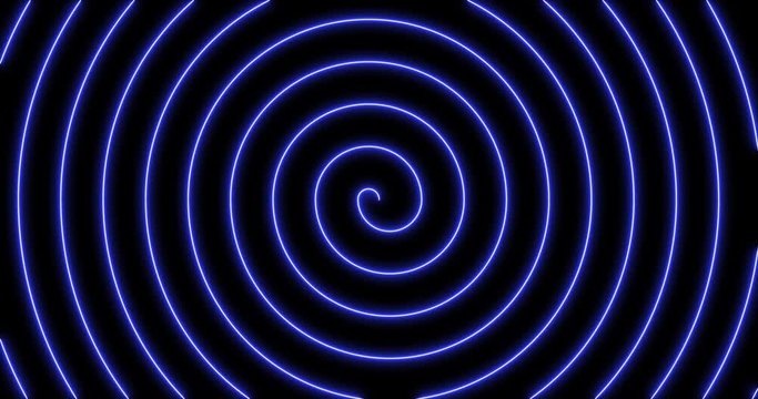 Blue neon glowing spiral line abstruct video animation