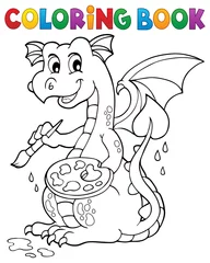 Papier Peint photo Pour enfants Livre de coloriage peinture dragon thème 1