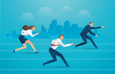 Business people running down the track. background vector illustration EPS10