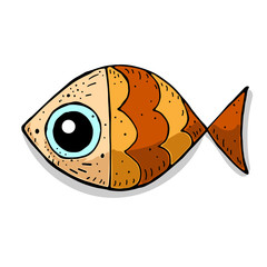Cute funny cartoon colorful sea fish. vector illustration. 