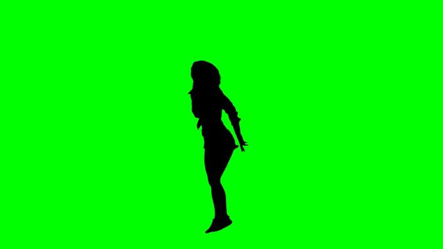 Hot Silhouette of a Dancing Green Screen Girl