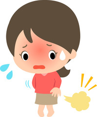 おならが出て赤面する若い女性