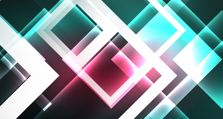 Neon geometric abstract background in hipster style on light background. Space retro design. Color geometric pattern. Square shape abstract background.