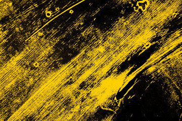 yellow and black paint  background texture with brush strokes - 283016258