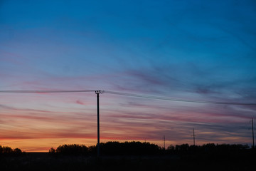 Fototapeta na wymiar beautiful sunset in the countryside