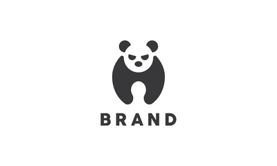 Minimalist and modern panda logo done using "negative space" style.