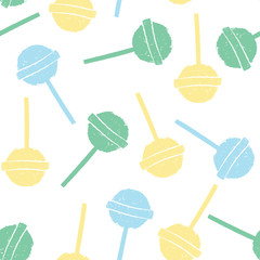 Hand drawn lollipop seamless pattern. Sweet candies vector illustration