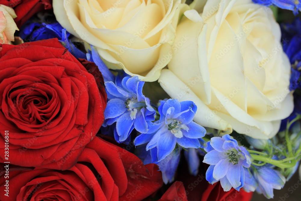 Wall mural Red white and blue wedding flowers