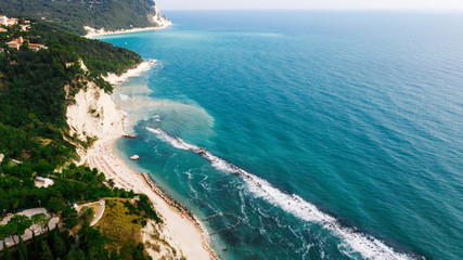 Aerial view of  beautiful clear beach. Sea Aerial view.