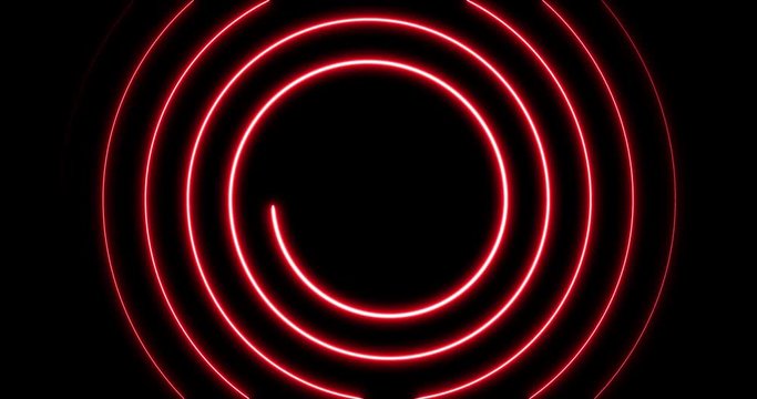 Red neon glowing spiral line abstruct video animation