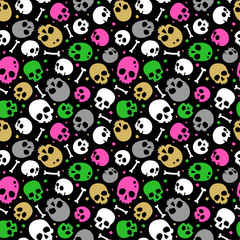 Spooky vector pattern with skulls and bones.