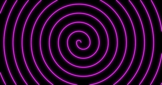 Violet neon glowing spiral line abstruct video animation