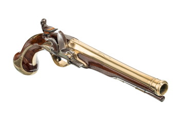 vintage flintlock pistol isolated on white