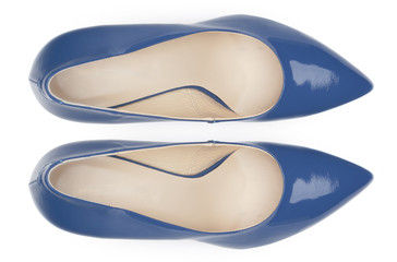 Female shoes on a white background. Top view.