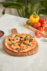 vegetable pizza isolated on white background