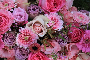 Mixed pink wedding flowers