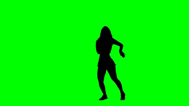 Sexy Silhouette Girl Dancing Samba on Green Screen
