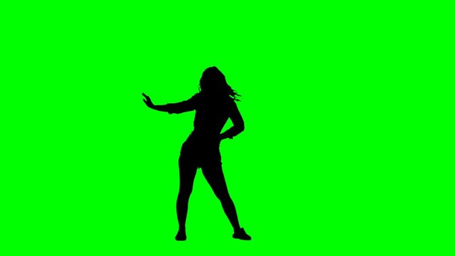 Hot Female Silhouette Dancing on Green Screen