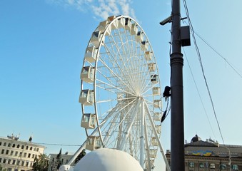 Ferris wheel on Kontraktova Square in Kiev.