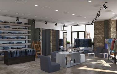 shopping mall, interior visualization, 3D illustration