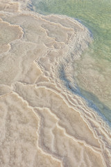 Salt on the coast of the Dead Sea