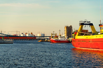 Fototapeta premium Latvian port of Ventspils in summer