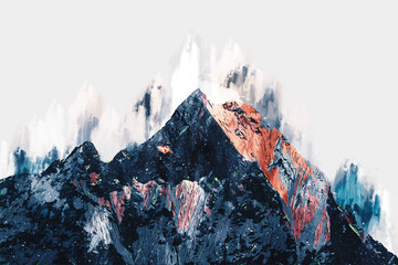 Obrazy na Szkle  Malarstwo abstrakcyjne kolorowych gór, Malarstwo cyfrowe