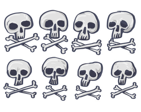 A set of pictures. The skull. 8 color vector illustrations
