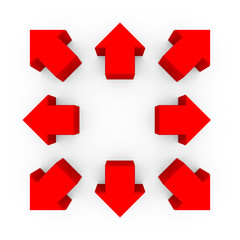 Red Arrows 3D Illustration Set. Modern Design for branding, poster, cover, economics and infographics.