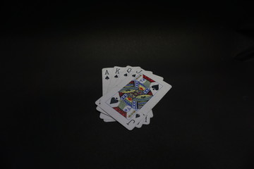 spade playing card all together in black background