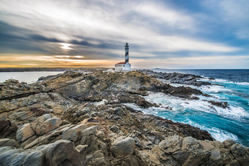 Fototapeta na wymiar Favaritx Lighthouse in Minorca, Spain.