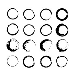 Black circle on white background. Hand drawn round design element. Vector illustration.