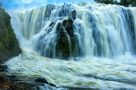 The powerful of Sae Pong Lai waterfall in Southern Laos.