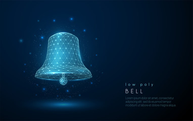 Abstract bell icon. Low poly style design.