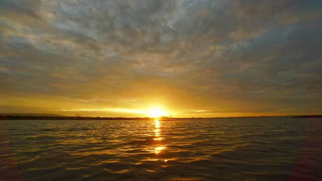 Cloud and sky at sunset on water,time lapse