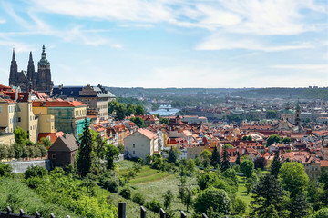Fototapeta na wymiar Scenic panoramic view of historical center of Prague, Czech Republic