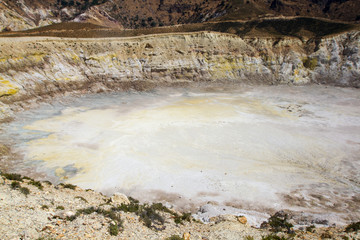 Cracked volcano ground on island Nisyros, Greece