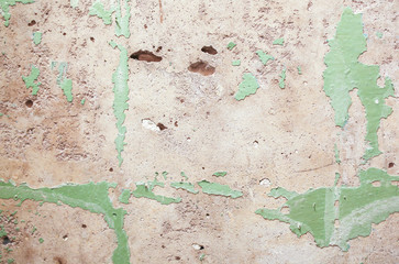 Old concrete background. Wall texture. Green paint.