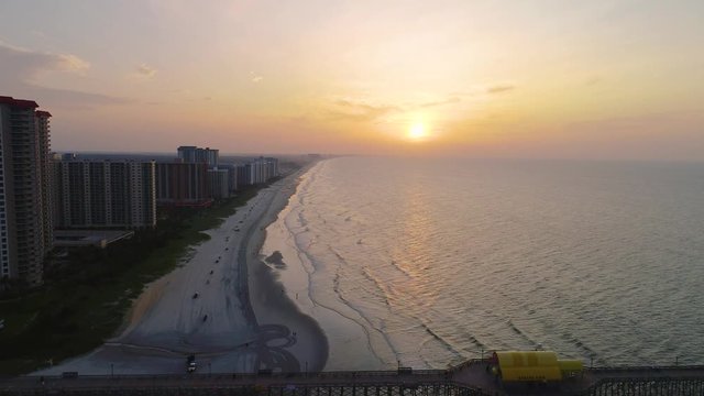 Myrtle Beach, South Carolina, USA Downtown Drone Skyline Flyover