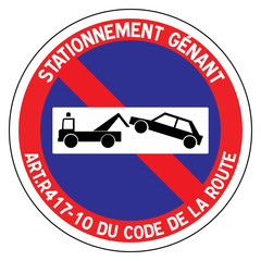 Panneau routier en France : station interdit avec mise en fourrière	
