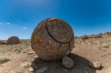 Сoncrescence. Stone balls, "Balls of the gods" in the desert, Mangistau, Kazakhstan 2018.