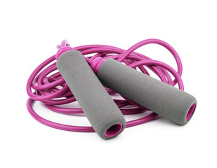 Pink jump rope isolated on white background
