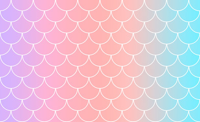 Mermaid or fish scale tiles with linear color progression in pastel hues, graphic resource, geometric background inspiration, textile print, wallpaper, pleasing marine themed optical pattern