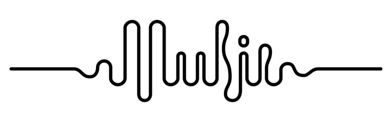 Sound wave in the form of the word Music. Vector lettering