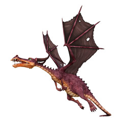 3D Rendering Fairy Tale Dragon on White