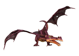 3D Rendering Fairy Tale Dragon on White