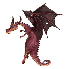 3D Rendering Fairy Tale Dragon on White