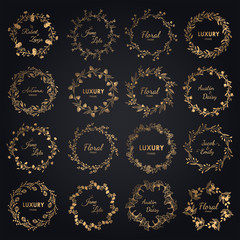 Luxury floral frame set for wedding. Premium Vector.