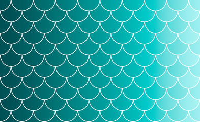 Mermaid or fish scale tiles with linear color progression in green hues, graphic resource, geometric background inspiration, textile print, wallpaper, pleasing marine themed optical pattern © Ana